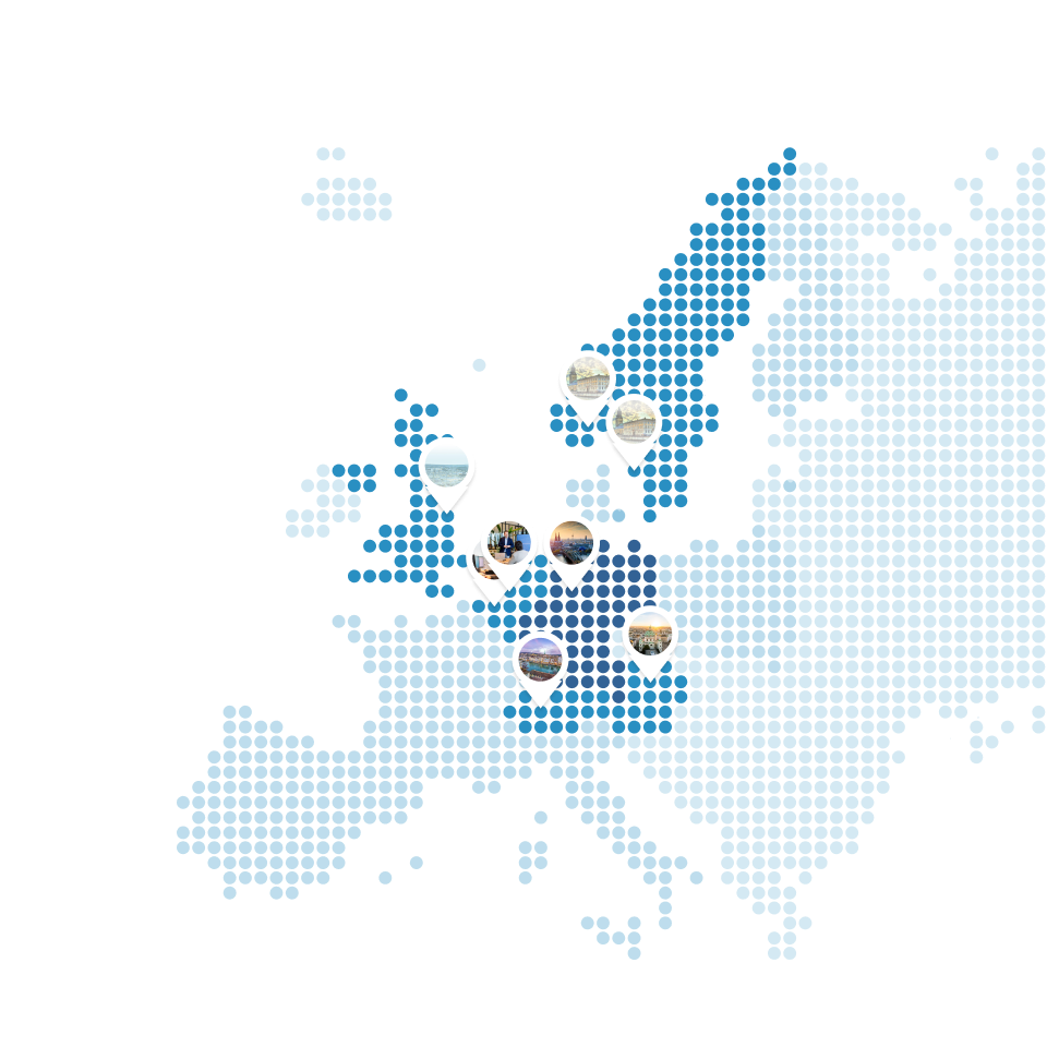 Kaart van kantoren in Europa